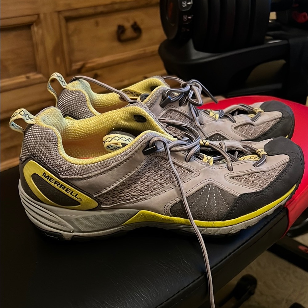 Merrell Gray and Yellow Athletic Shoes